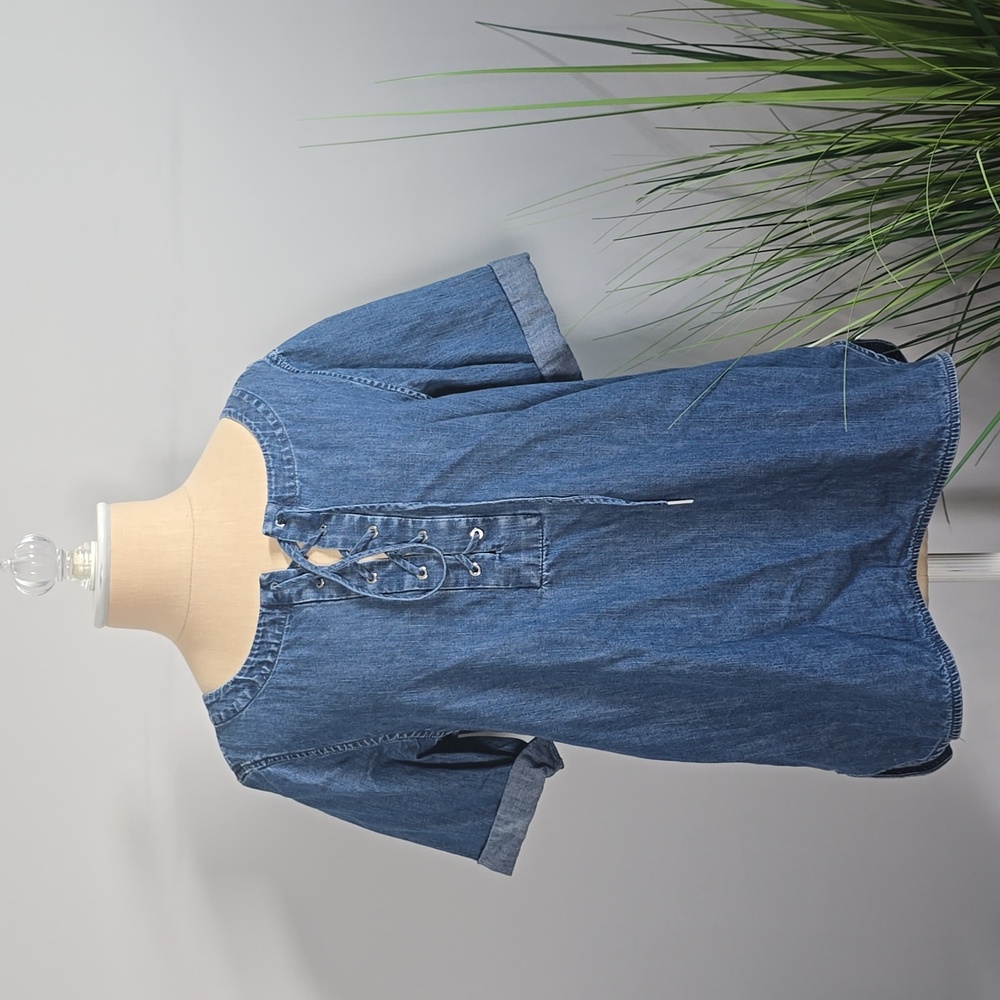 Rag & Bone Short Sleeve Denim Top